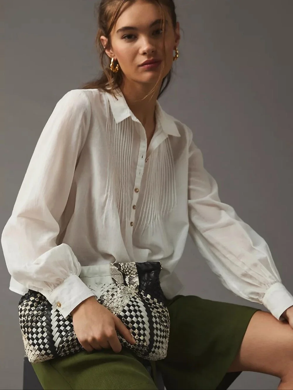 Anthropologie Pilcro White Puff Sleeve Relaxed Top XS